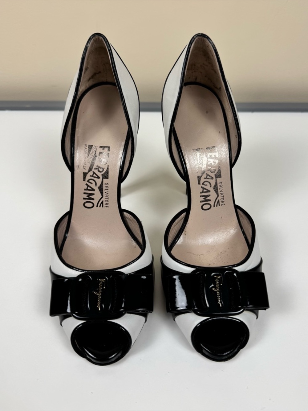 Salvatore Ferragamo Manuela 11 BCM Patent Leather Peep Toe Pumps - Picture 3 of 10